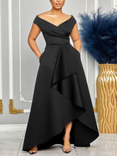Elegant Off Shoulder V Neck Sleeveless Evening Gown